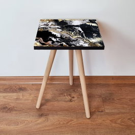 Hanah Home Mesa Auxiliar Shp159 - Negro, Blanco y Dorado